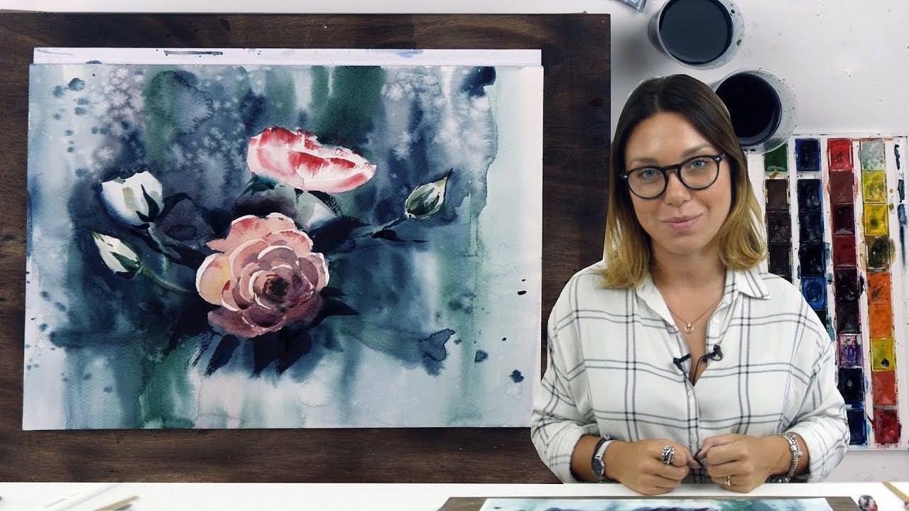 Экспресс-урок по акварельной живописи «Розы» | Как нарисовать розы поэтапно смотреть онлайн