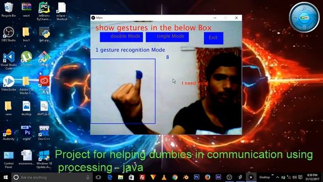 Computer vision project for helping dumb people | opencv using processing/java смотреть онлайн