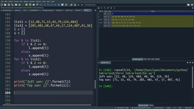 Python: for and while cycles. sikl operatorlari bilan ishlash смотреть онлайн