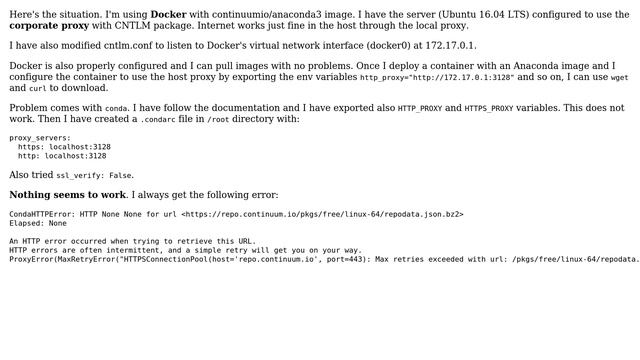 How to make conda use the host proxy inside a Docker container? смотреть онлайн
