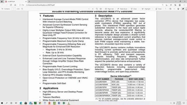 160 - UCC28070 Texas Instrument  [PFC Boost Interleaved UCC28070]