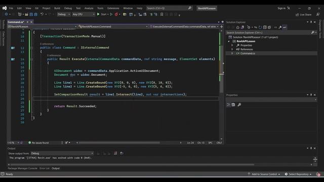 Revit API Lesson: get the intersection point of two lines смотреть онлайн
