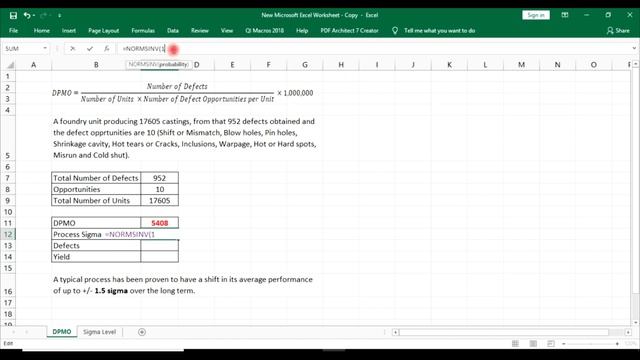 DPMO, Sigma Level, Yield calculation in excel for castings Foundry for Lean Six Sigma смотреть онлайн