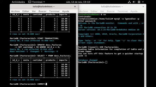 TRANSACCIONES uso de ROLLBACK & COMMIT MariaDB смотреть онлайн