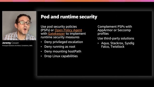 AWS re:Invent 2020: Securing your Amazon EKS applications: Best practices смотреть онлайн