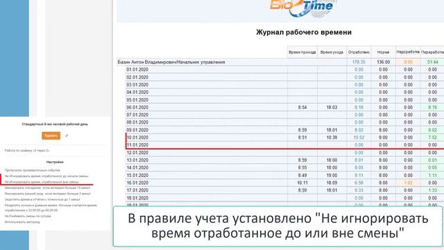 BioTime — правила учета рабочего времени