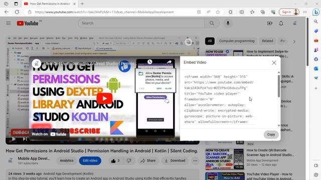 HOW TO EMBED YOUTUBE VIDEO IN OUR APP | ANDROID STUDIO | KOTLIN смотреть онлайн