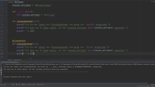 Python Next-Level [OOP: Instanzmethoden, Klassenmethoden und statische Methoden] 009 смотреть онлайн