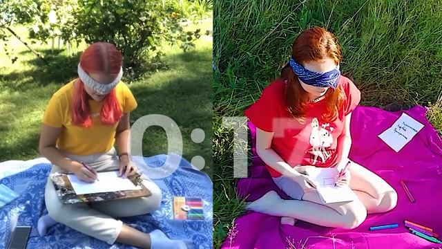 3 РИСУНКА/С закрытыми глазами/ Кто лучше нарисует за 20 секунд смотреть онлайн