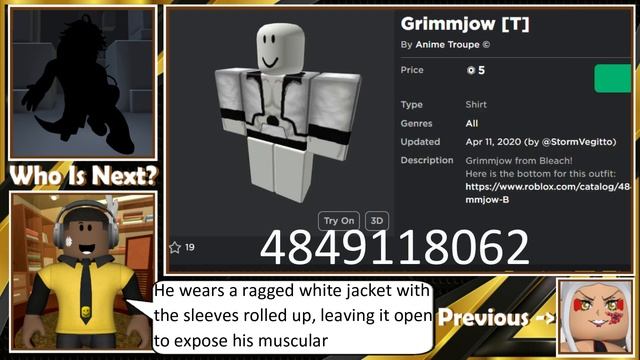 Bleach - Grimmjow Jaegerjaquez Roblox Outfit Tutorial смотреть онлайн