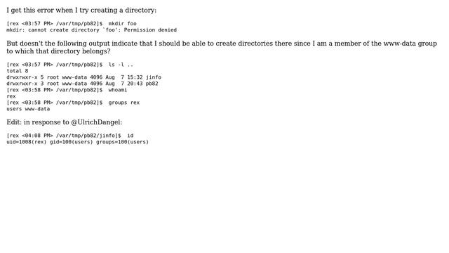 Why this error: "cannot create directory `foo': Permission denied"? смотреть онлайн