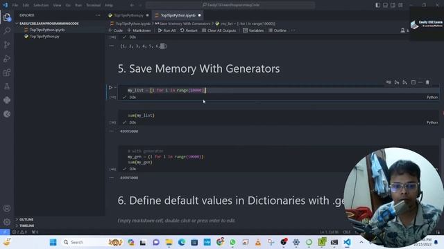 Python 11 Top Tips Tricks | Save memory with generator| Write Better Python Cod смотреть онлайн