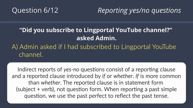 Reported Speech Test with answers & explanations – English Grammar Test смотреть онлайн