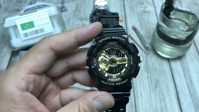 Обзор часов SKMEI 1688  5BAR в стиле CASIO G-SHOCK GA110. Настройка + тест на воду.