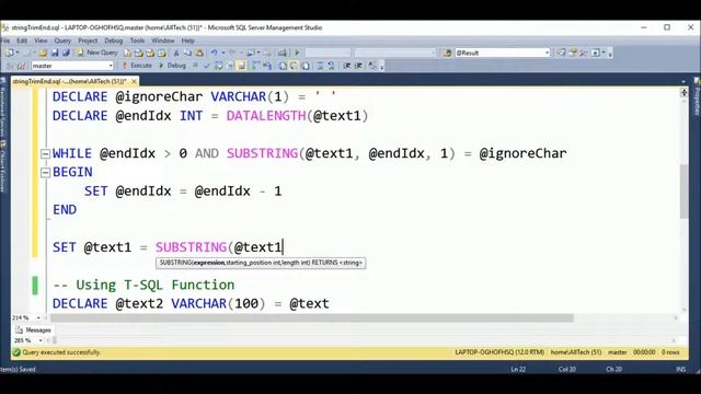 string trim end in t-sql смотреть онлайн