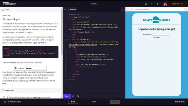 Learn HTML with Codecadmey HTML Forms (Password Input) смотреть онлайн
