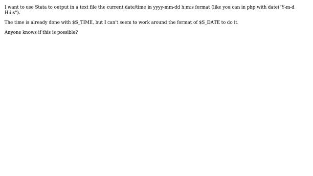 Stata: current date time like "yyyy-mm-dd H:m:s" смотреть онлайн
