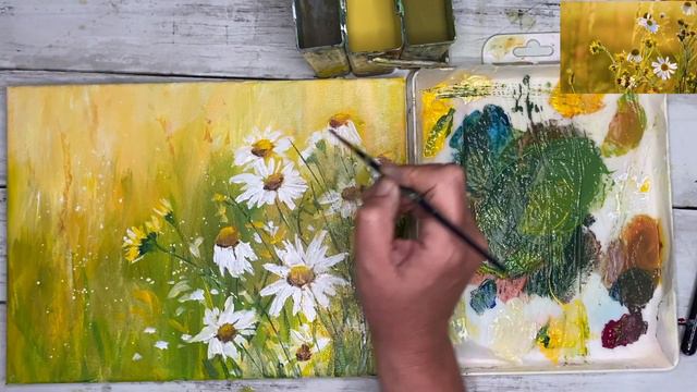 Daisies / Acrylic Flower Painting Tutorial смотреть онлайн