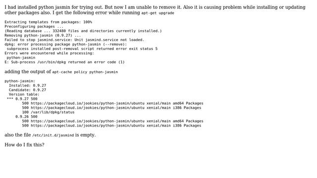 Unix & Linux: Unable to use apt-get because of python jasmine (2 Solutions!!) смотреть онлайн