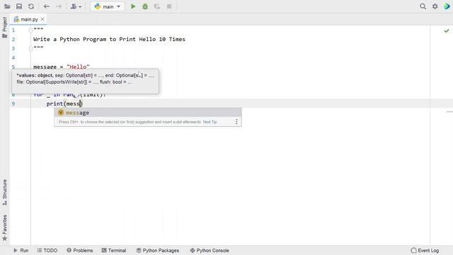 Write a Python Program to Print Hello 10 Times смотреть онлайн