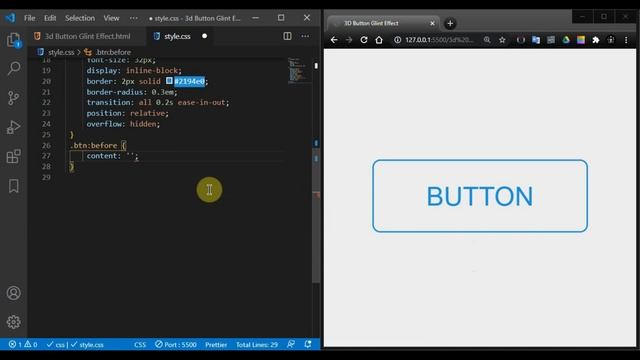 3D Button Glint Hover Effect Using CSS3 || Full Tutorial смотреть онлайн