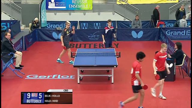 Mike Hollo (GER)/Simon Belik (CZE) vs Hold/Hvid (DEN) | CBD R32 | 2019 ITTF French J&C Open смотреть онлайн