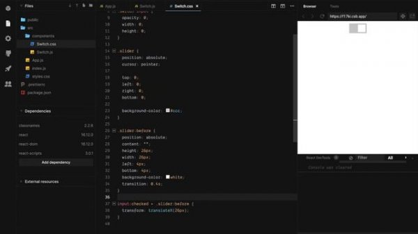 React JS Tutorial | Creating a Toggle Switch | BEGINNER FRIENDLY