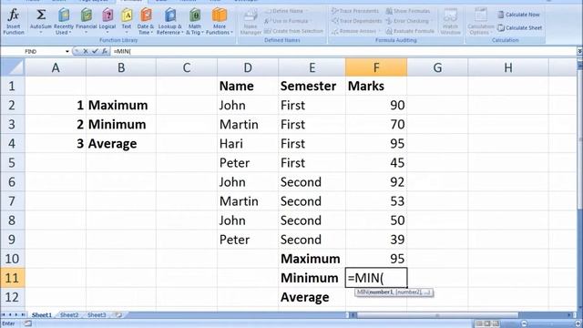 Maximum Minimum Average Excel formulas in Tamil | Excel formulas in Tamil Minimum Maximum Part 12 смотреть онлайн