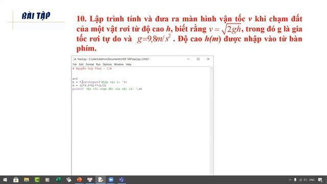 Bài tập chương 2. Chương trình đơn giản với PYTHON | Tin học 11 смотреть онлайн