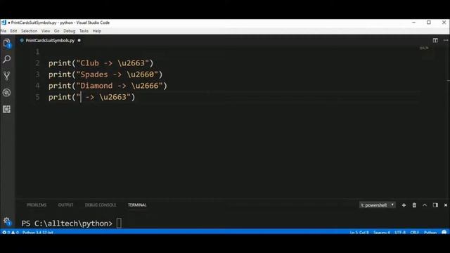 print cards suit symbols in python ? смотреть онлайн