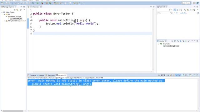 Errors in Eclipse Java Project and Class Creation смотреть онлайн