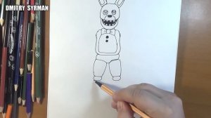 How to draw Broken Spring Bonnie, Как нарисовать Сломанного Спринг Бонни