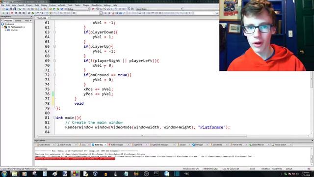 C++ 2D Platformer Video Game Tutorial Part 19 | Collision Detection Platforms & Player смотреть онлайн