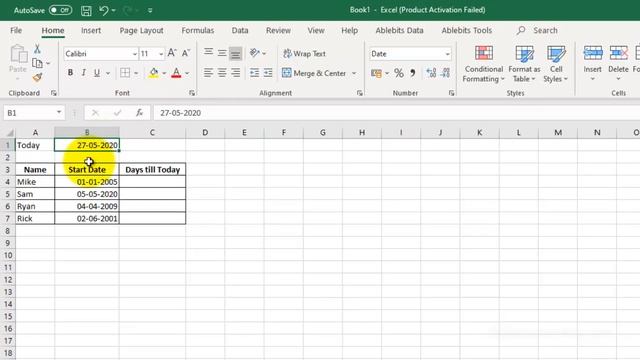 Microsoft Excel Formula:Days Calculation смотреть онлайн