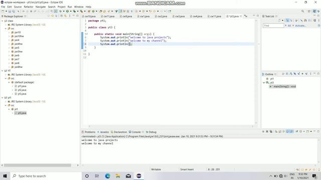 write to print message simple Java programme... смотреть онлайн