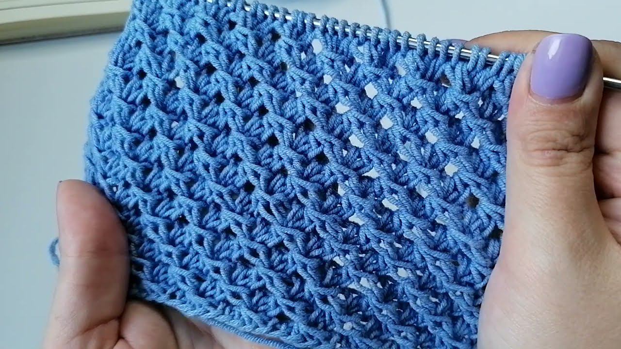 Ажурная сетка спицами без накидов - простой ажурный узор спицами смотреть онлайн