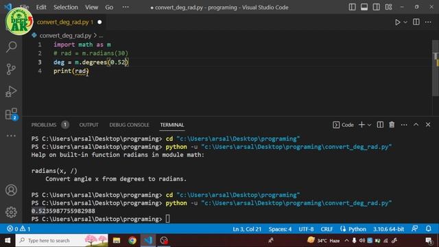 How to Convert Radian to Degree | How to Convert Degree to Radian in Python | how to round off valu смотреть онлайн