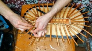 Плетение овального донышка на шаблоне.