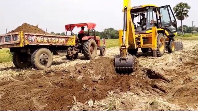 New Jcb 3dx Backhoe Loader Machine Loading In Mud Mahindra 575 Di Tractor | Jcb Jcb смотреть онлайн