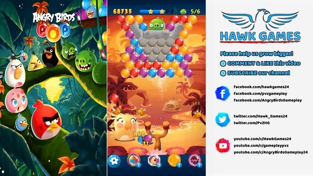 Angry Birds Stella POP Bubble Shooter Level 58 Hard - Walkthrough, No Boosters смотреть онлайн