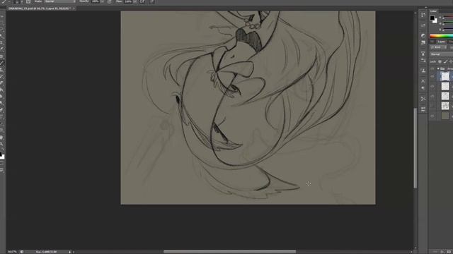 Speed Sketch || Photoshop Drawing Process - Mermaid смотреть онлайн