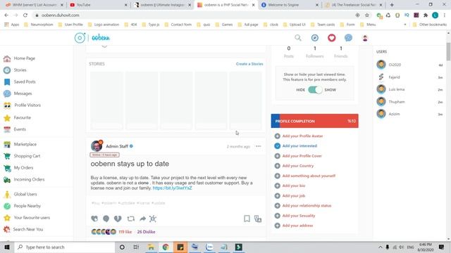Wowonder, Sngine vs Oobenn PHP social network comparison UPDATE! смотреть онлайн