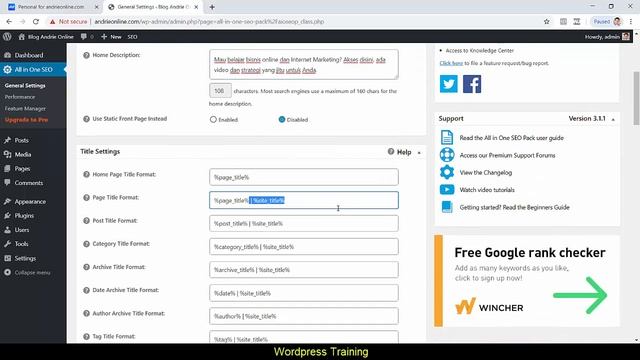 Cara Setting Plugin All in One SEO Pack смотреть онлайн