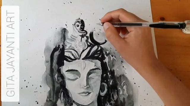 Рисунок акварелью. Lord Shiva смотреть онлайн