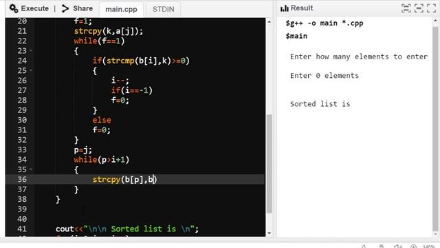 Insertion Sort on String in C++ смотреть онлайн