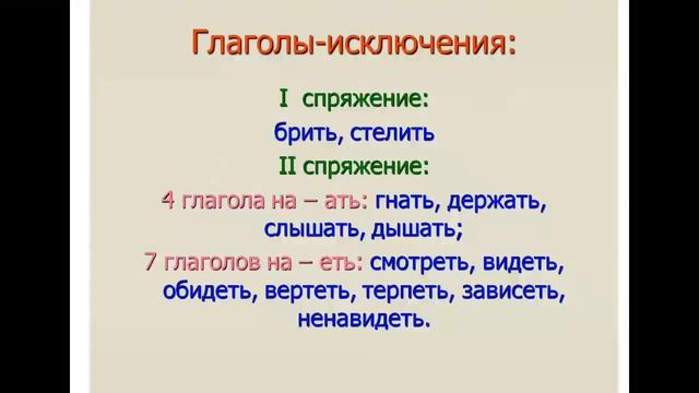 Русский язык 4 класс Тема: "Глаголы-исключения" смотреть онлайн