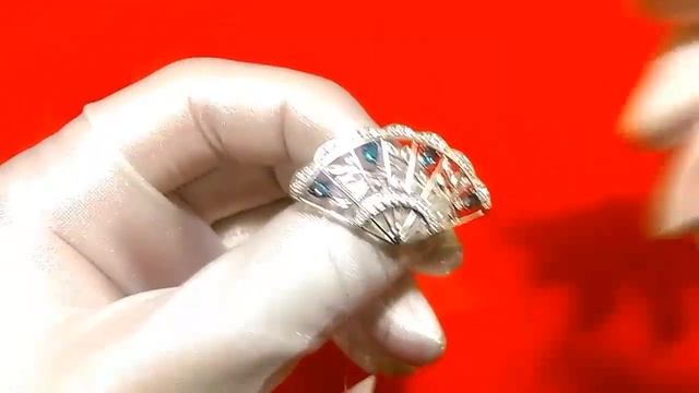 Брошь веер из серебра с топазами и фианитами Sokolov 92040053 смотреть онлайн