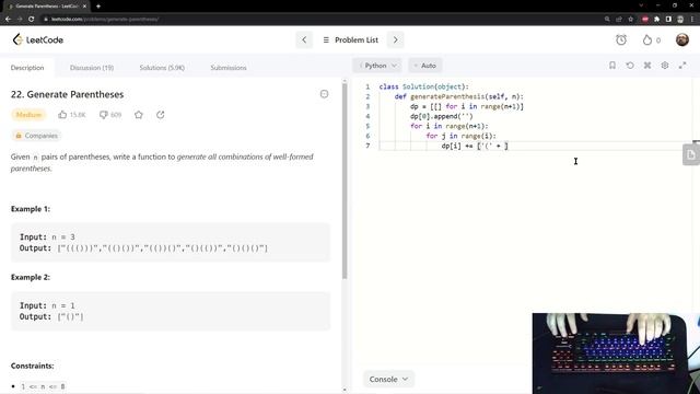 ASMR Leetcode #22: Generate Parantheses Python Solution смотреть онлайн