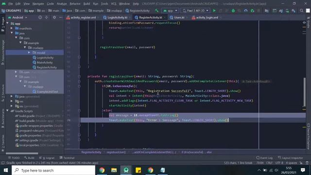 Tutorial Kotlin Android Studio CRUD #5.Create User Firebase Realtime Database смотреть онлайн