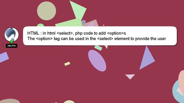 HTML : in html select , php code to add option s смотреть онлайн